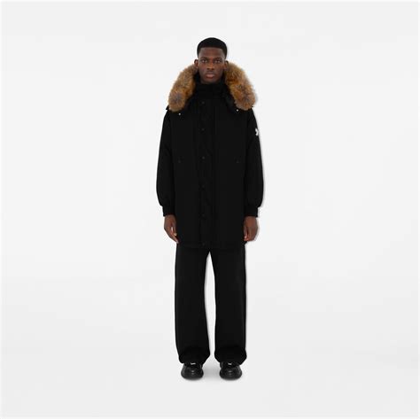 fur trim parka burberry|Faux Fur Trim Nylon Parka in Black .